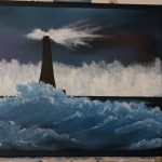 Lighthouse & Ocean Waves: Ein Leuchtturm trotzt der Kraft der Elemente und den gewaltigen Wellen der stürmischen See.