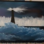 Lighthouse & Ocean Waves: Ein Leuchtturm trotzt der Kraft der Elemente und den gewaltigen Wellen der stürmischen See.